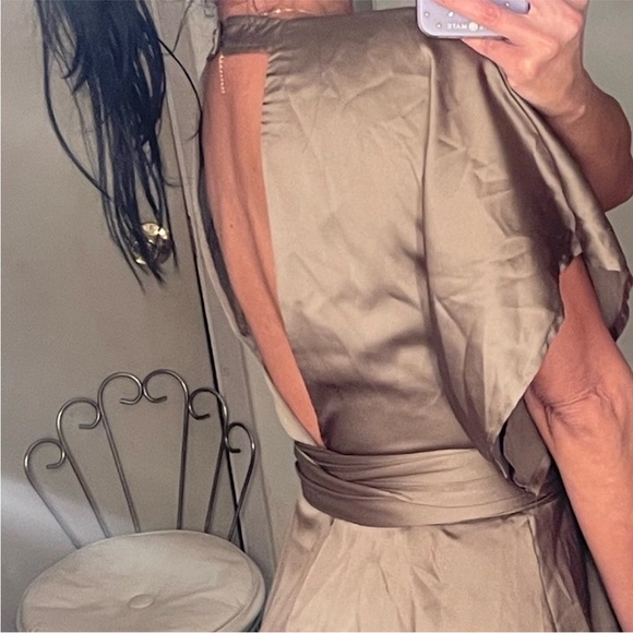 Lioness Satin Mini Dress in Tan - Picture 2 of 5